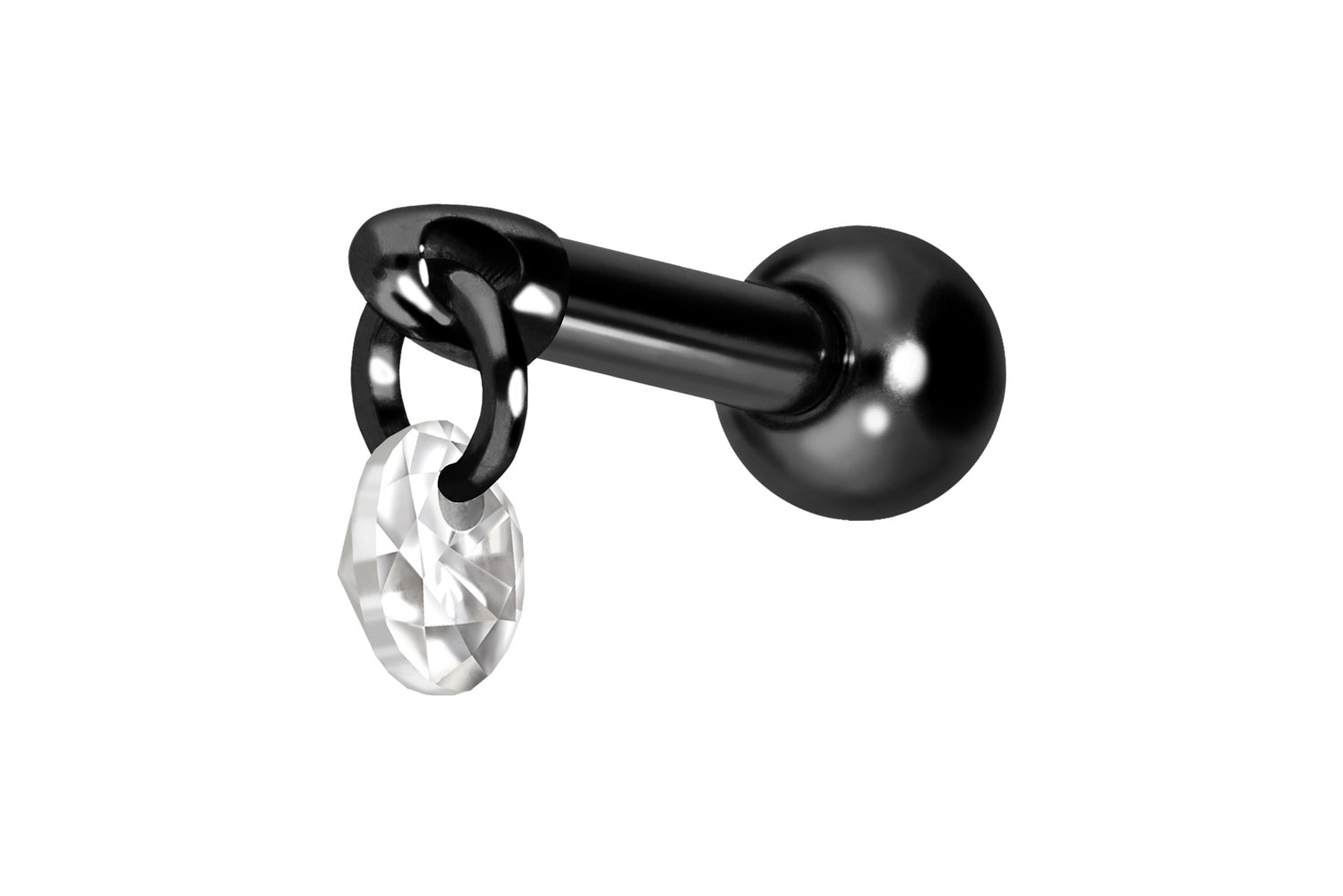 Titan Ohrpiercing mit Innengewinde RUNDER KRISTALL